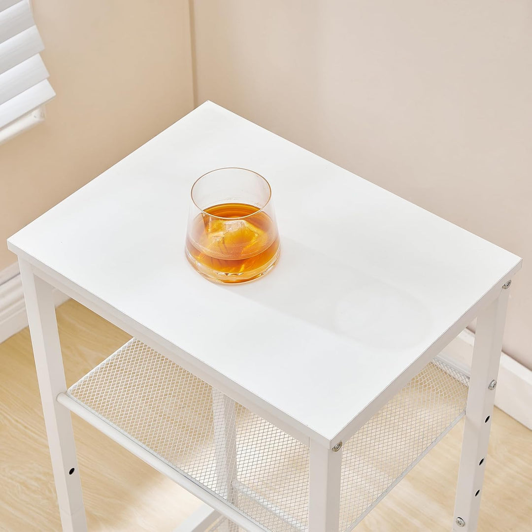 HOOBRO Beistelltisch, Telefontisch mit 2 verstellbaren Gitterablagen 38 x 28 x 74 cm, Sofatisch, Kaf
