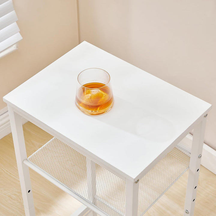 HOOBRO Beistelltisch, Telefontisch mit 2 verstellbaren Gitterablagen 38 x 28 x 74 cm, Sofatisch, Kaf