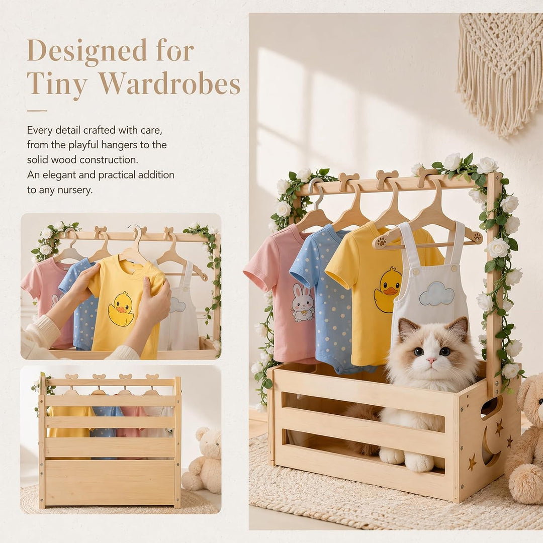 Holz Babyparty Kiste Kleiderbügel Praktische Baby mit Griff, Kinder Kleiderbügel und Girlande -Aufbe