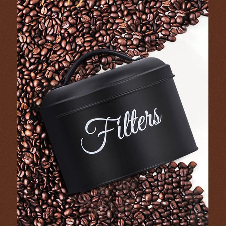 Kaffeefilterhalter, Aufbewahrungskorb für Kaffeefilter mit Deckel, Runder KaffeefilterbehäLter für d