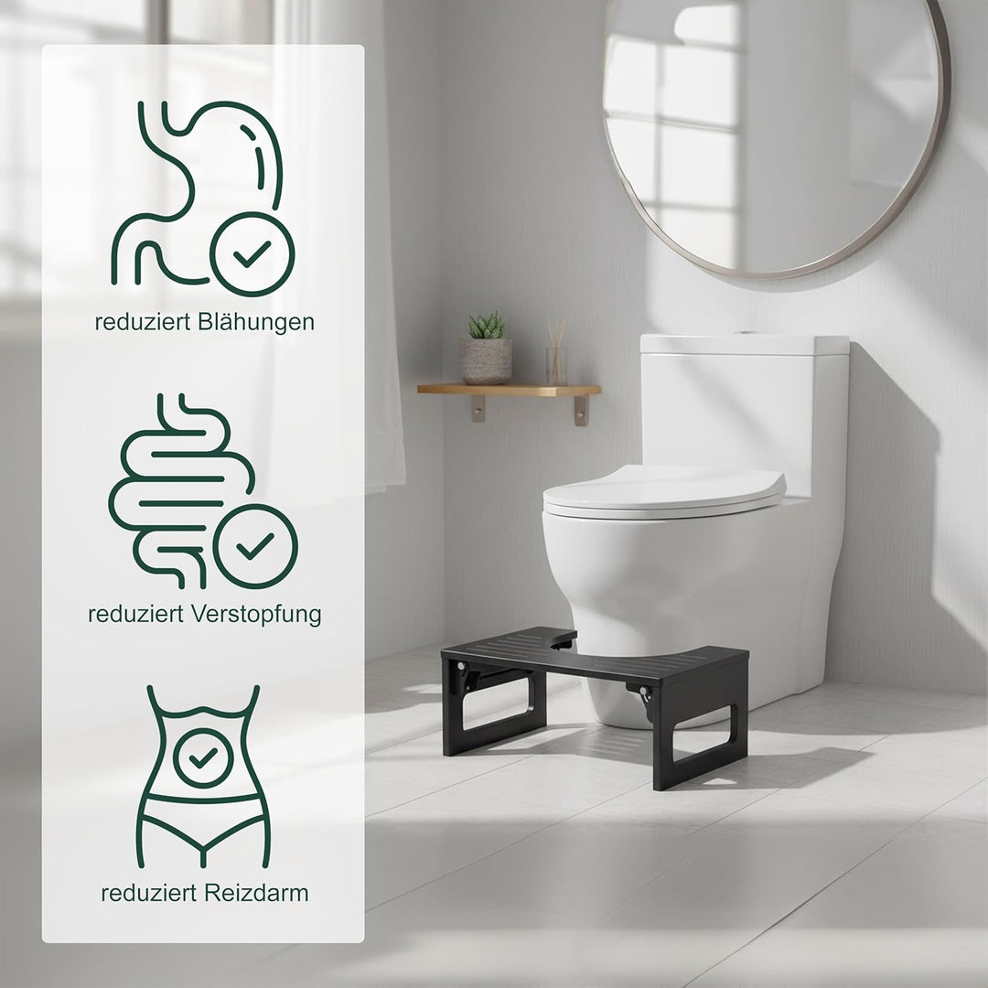 Relaxdays Toilettenhocker, klappbar, Hocker Toilettengang, Erwachsene, Bambus, rutschfest, HxBxT: 18