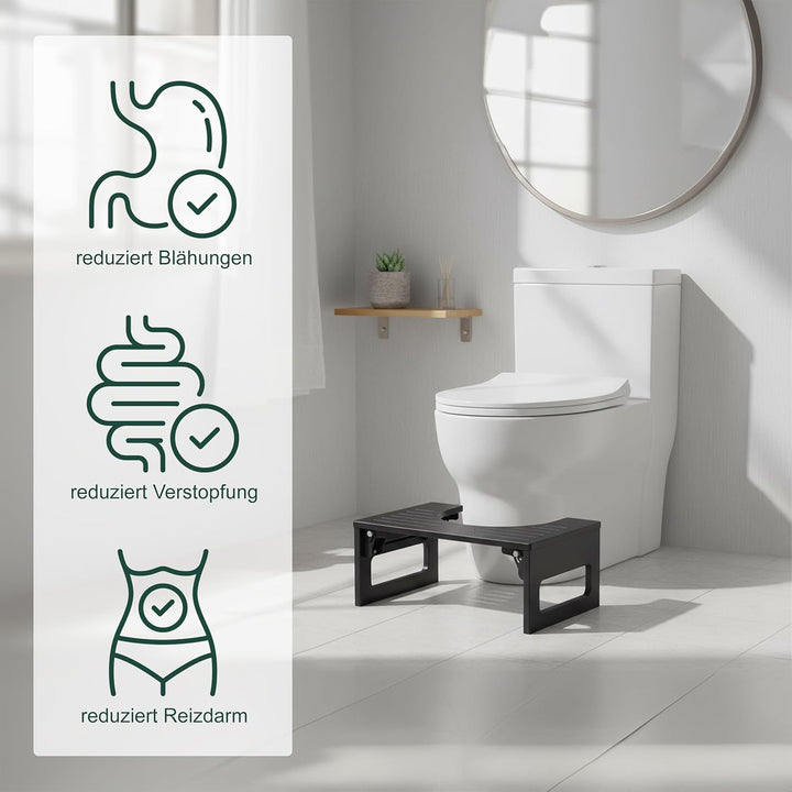 Relaxdays Toilettenhocker, klappbar, Hocker Toilettengang, Erwachsene, Bambus, rutschfest, HxBxT: 18