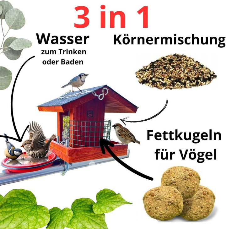 Vogelfutterhaus Vogelhaus für Balkon Wildvogeltränken Balkongeländer wetterfest Futterhaus Handarbei