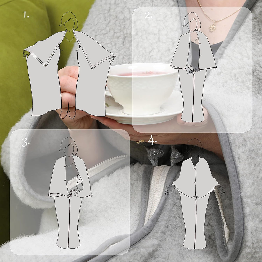 TV Decke aus Warme & Dicke Merinowolle mit Ärmeln für Damen & Herren, Wolldecke, Woolmark-Zertifizie