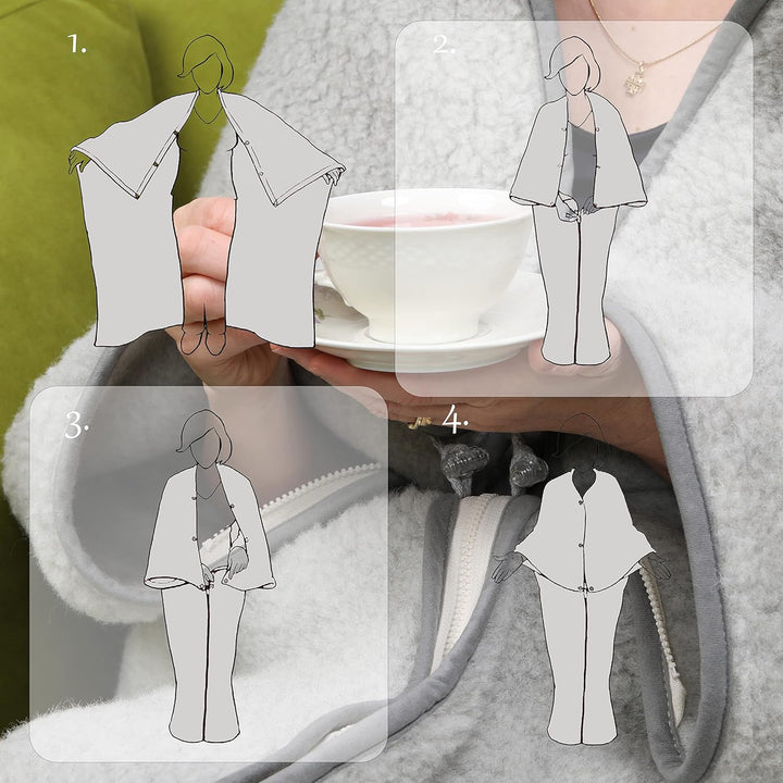 TV Decke aus Warme & Dicke Merinowolle mit Ärmeln für Damen & Herren, Wolldecke, Woolmark-Zertifizie