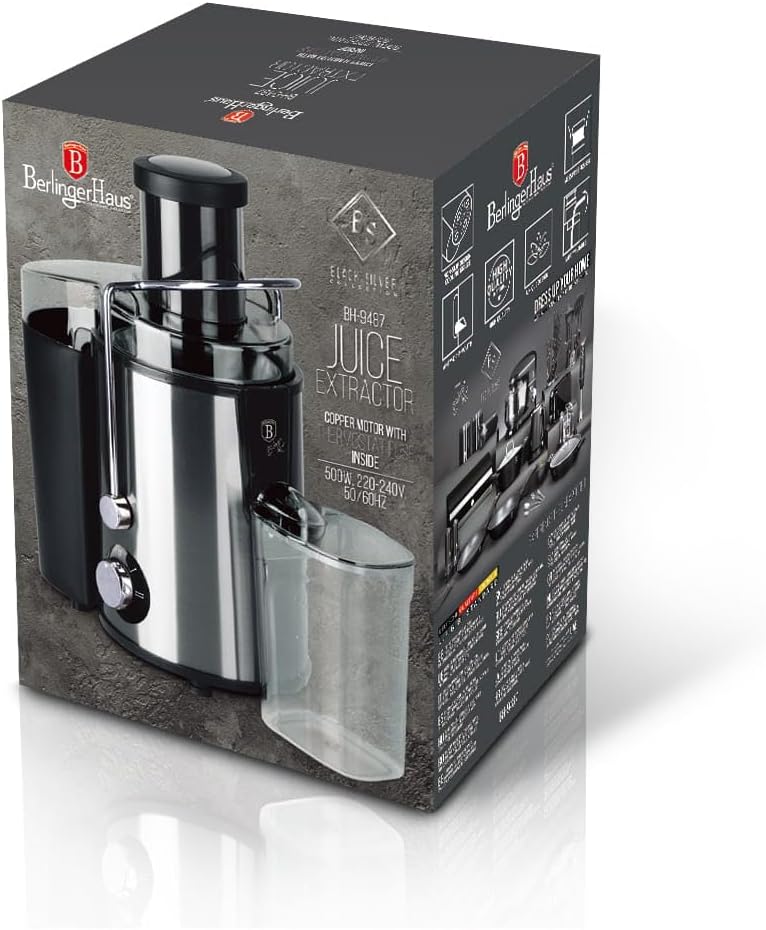 BERLINGER HAUS Entsafter Black Silver Collection | Leistungsstark und Benutzerfreundlich