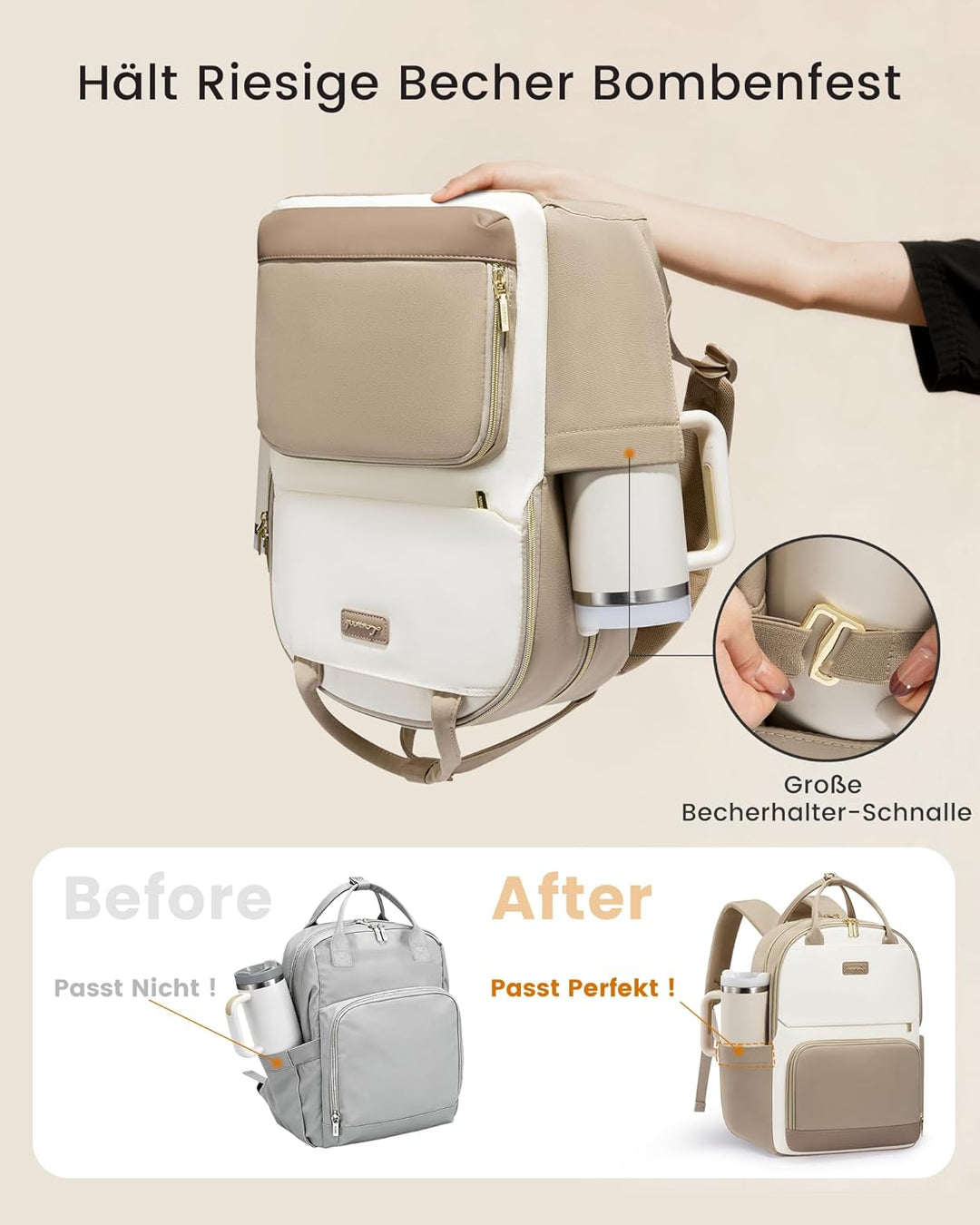 LOVEVOOK Rucksack Damen, 17.3 Zoll Laptop Schulrucksack Teenager mit Grossem Flaschenfach, Wasserdic