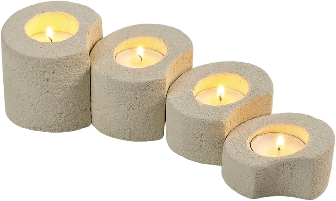 Teelichthalter Set mit 4 modernen Designs für Gastgeschenke oder Dekorationen. Handarbeit.