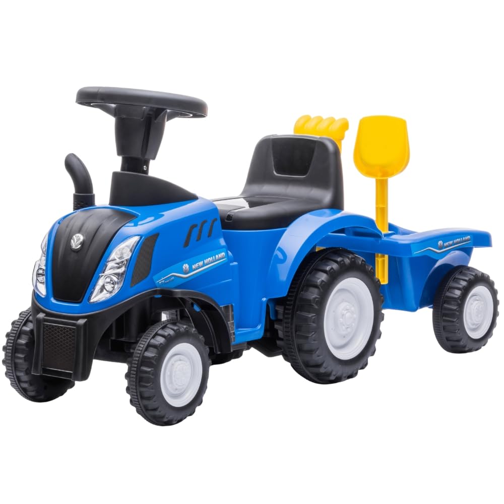 Bandits & Angels Bobbycar Rutschauto New Holland Traktor mit Anhänger ab 1 Jahr – mit funktionierend