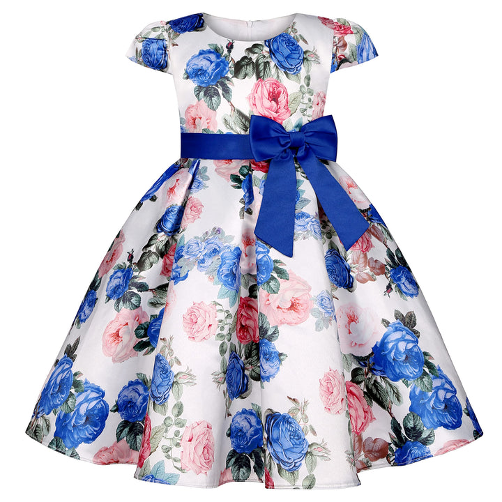 BUNNY LULU Mädchen Kleid mit schräger Schulter, Brautjungfer, Hochzeit, Prinzessin, Kinder, Schleife