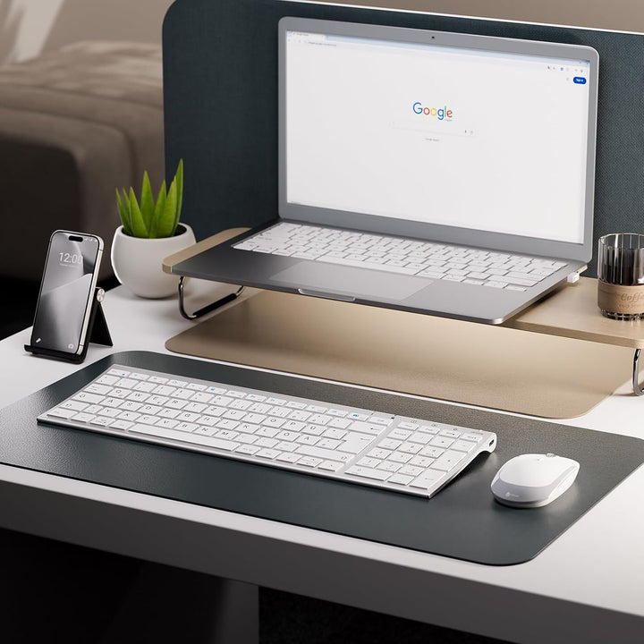 2.4G Maus Set kabellos, iclever Aluminium Wireless Slim Tastatur QWERTZ Layout (Deutsch), für Comput