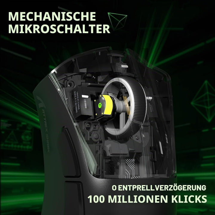 ATTACK SHARK V3 Ultraleicht Kabellose Gaming-Maus with 25000 DPI-SchwarzA Schwarz A, Schwarz A