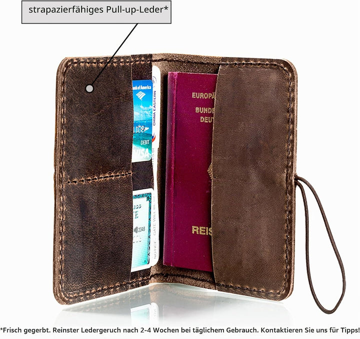 hecho. Reisepasshülle &amp; Impfpass Hülle - Handgefertig | Echtes Leder | Fair-Trade (Reisepass Hülle I