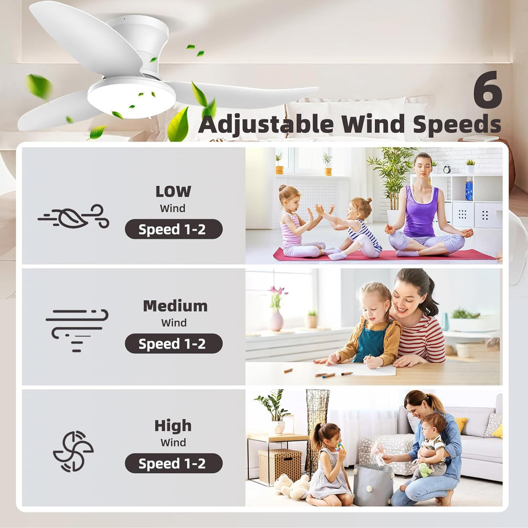 Deckenlampe mit Ventilator,Weiss,Ø100cm App Steuerung &amp; Fernbedienung Deckenventilator mit Beleuchtu