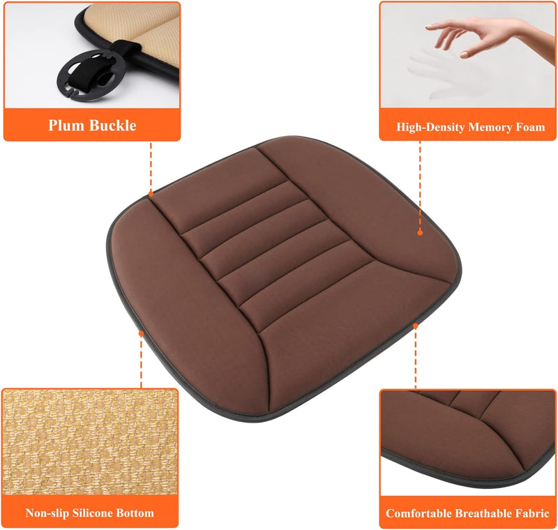 kingphenix Auto Sitzkissen mit 3,0 cm Komfort Memory Foam Sitzkissen für Auto und Bürostuhl (Braun)