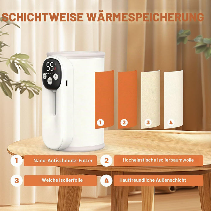 Flaschenwärmer Baby Unterwegs mit 11-Temperaturstufen (35-55°C), 10400 mAhTragbarer Flaschenwärmer m
