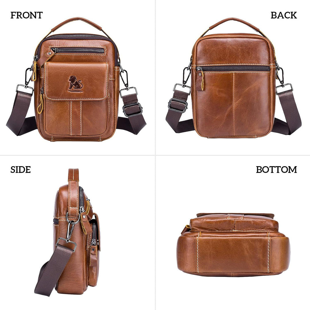 BAIGIO Umhängetaschen Herren Klein Herrentasche Leder Schultertasche Ledertasche für Männer Arbeit R