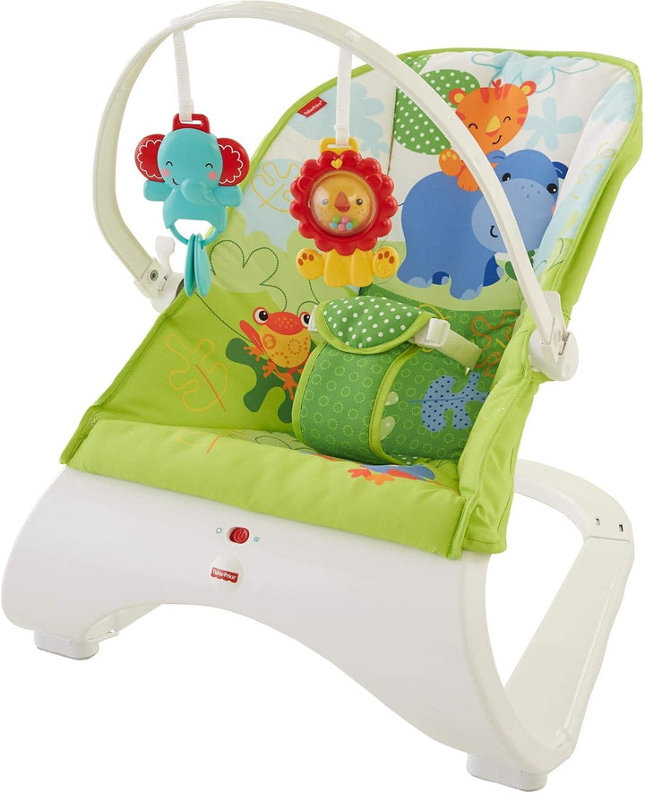 Fisher-Price CJJ79 Comfort Curve Wippe Babyschaukel und Sitz mit, ab nehmbarem Spielbügel inkl. Tier