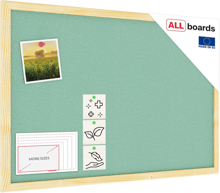 ALLboards Mint Pinnwand mit Holzrahmen 60x40cm Mint Korktafel Korkwand Pinnwand Kork Farbiger Kork 6
