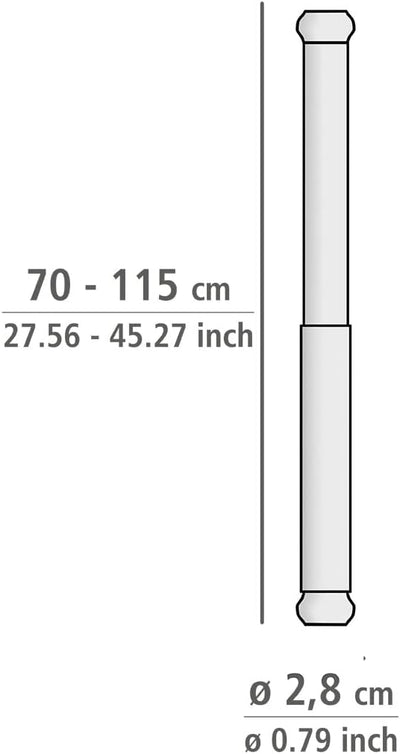WENKO Teleskop-Duschstange Luz, ausziehbare Duschvorhangstange inkl. Wandadapter zum Klemmen, einfac