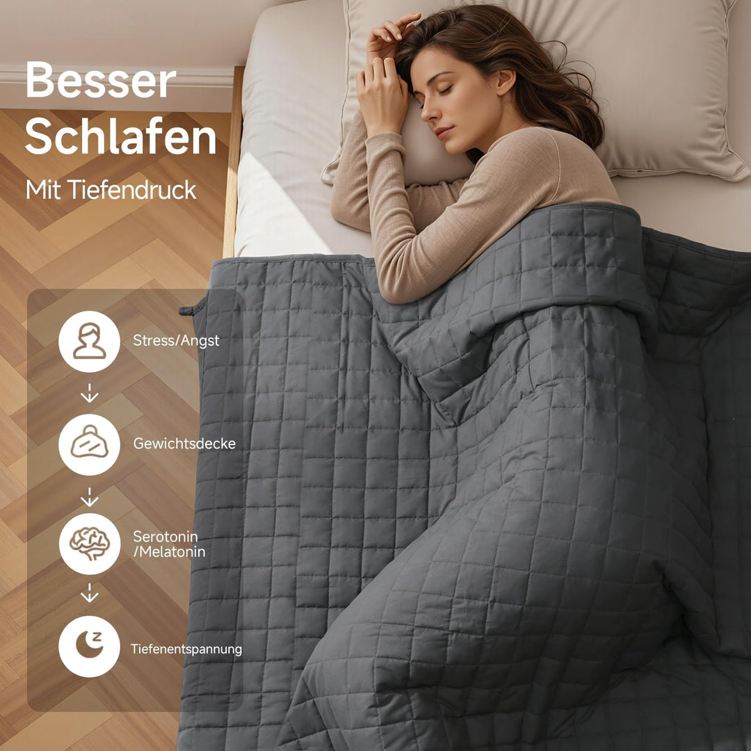 KANKAEU Gewichtsdecke 150x200cm 7kg - Weighted Blanket mit Glasperlen - Anti-Stress Decke gegen Schl