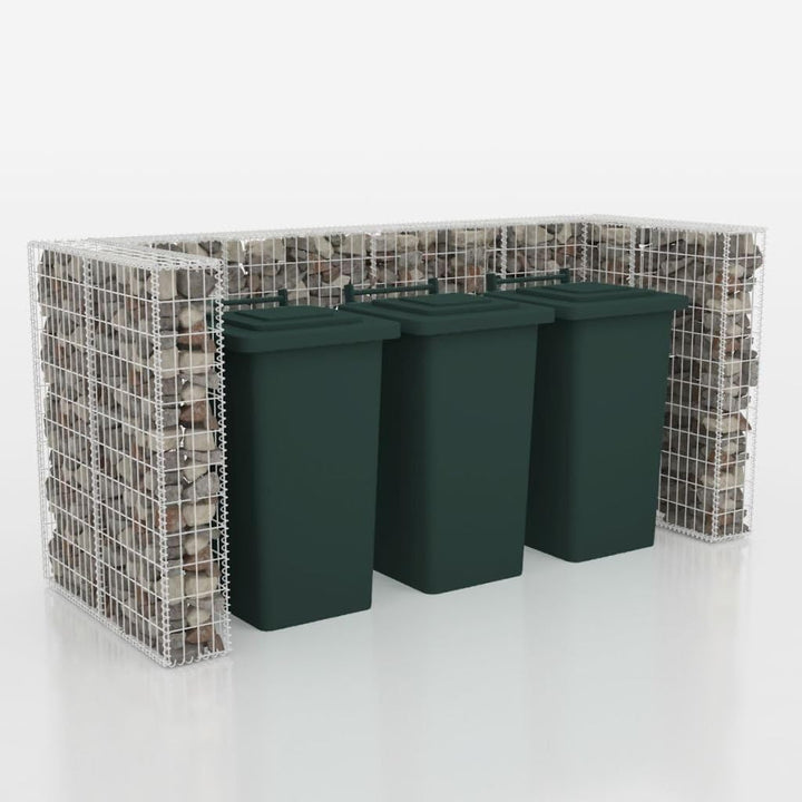 Festnight Gabione Mülltonnenbox Mülltonnenverkleidung für 3 Mülltonnen U-förmig 250 x 100 x 120 cm S