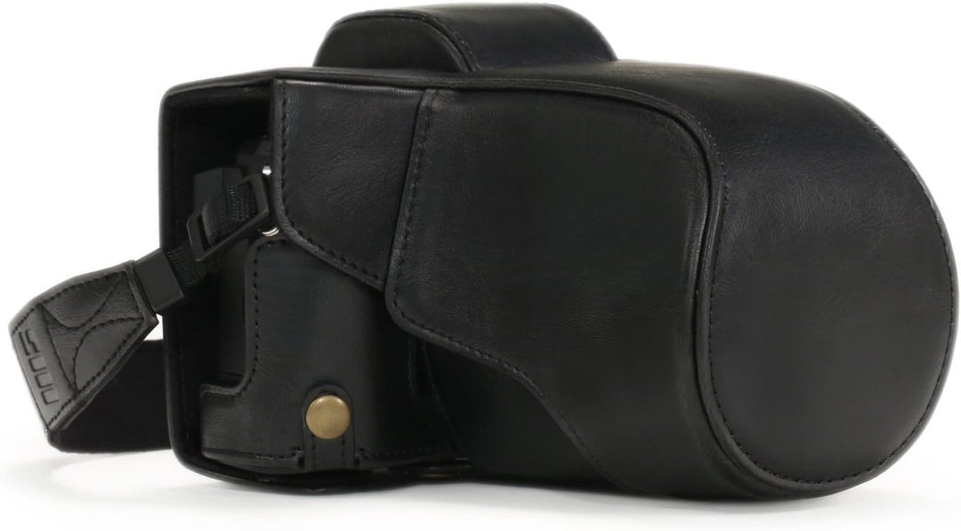 MegaGear Olympus OM-D E-M5 Mark II 12-40mm Ever Ready Leder Kamera-Case mit Trageriemen und Batterie