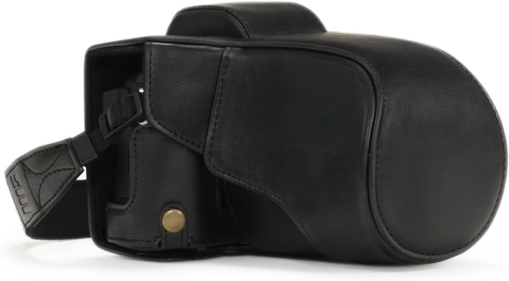 MegaGear Olympus OM-D E-M5 Mark II 12-40mm Ever Ready Leder Kamera-Case mit Trageriemen und Batterie