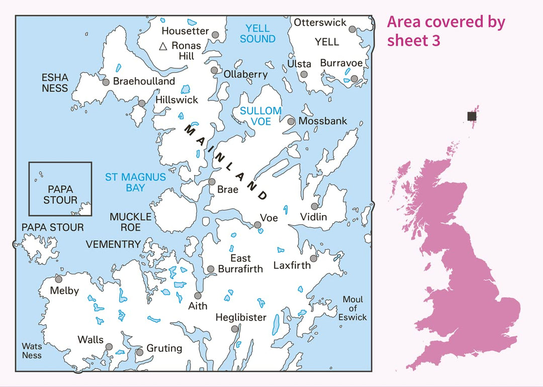 Shetland - North Mainland (OS Landranger Map, Band 3), Karte