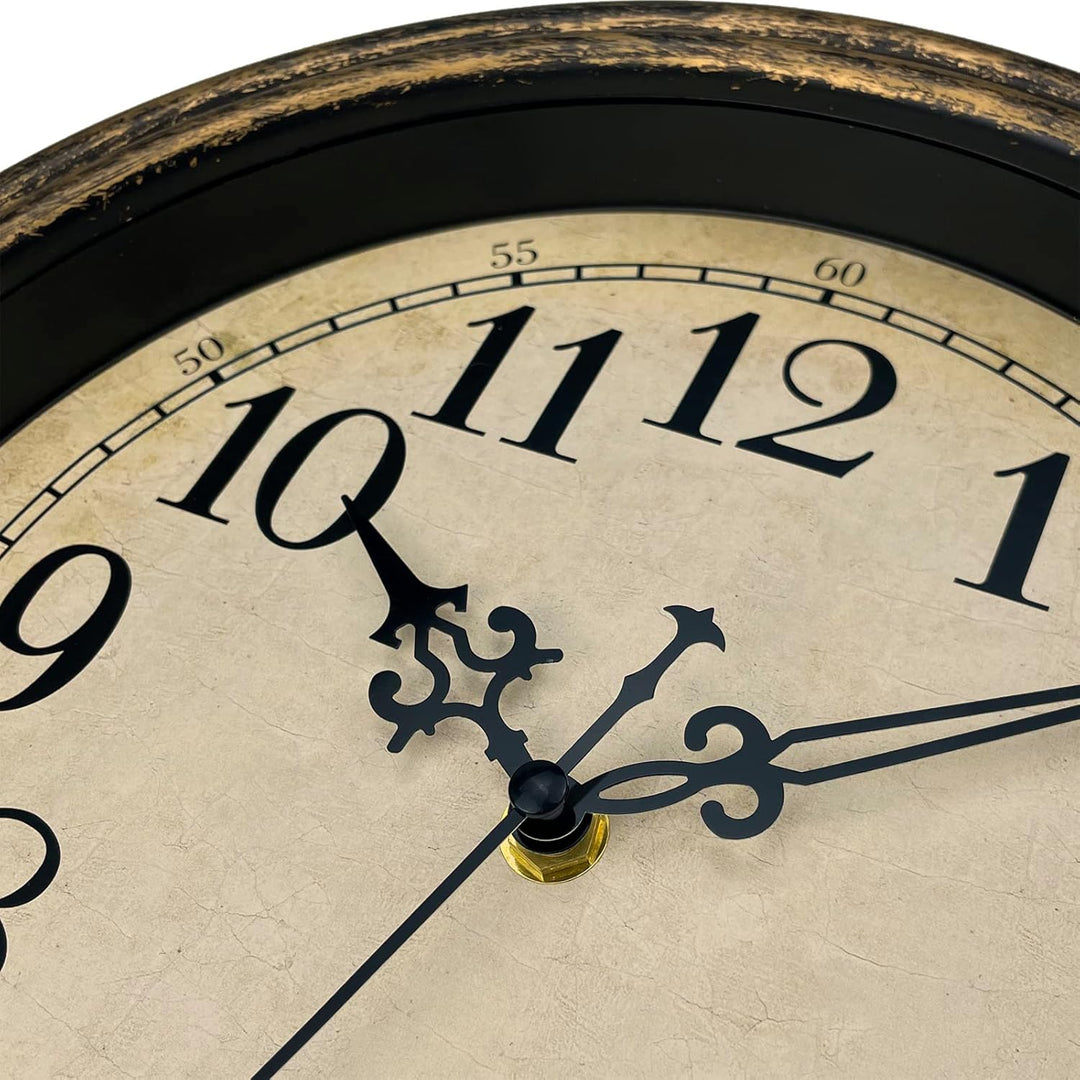 Plumeet Wanduhr Klassisch 25cm Ruhige Retro Wanduhr ohne Tickgeräusche für Wohnzimmer - Schlafzimmer