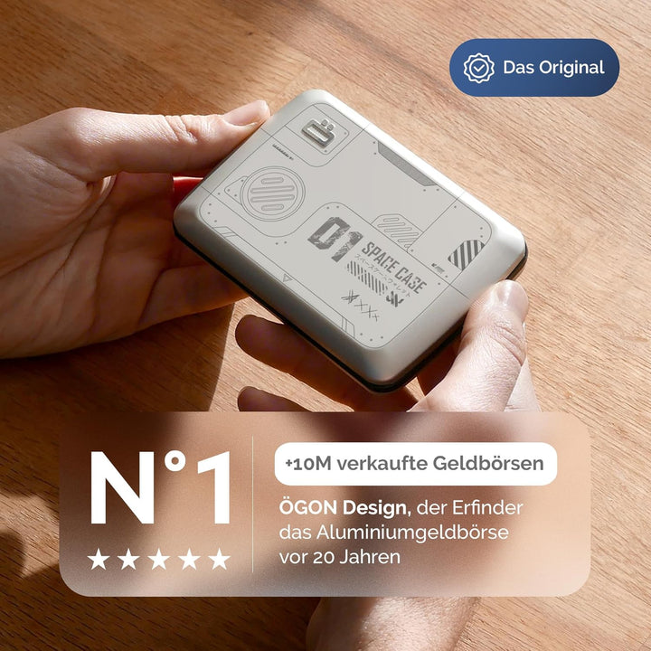 ÖGON Aluminium Geldbörse Smart Case V2 - Einfache Lagerung - Metallverschluss - Kartenetui mit RFID-