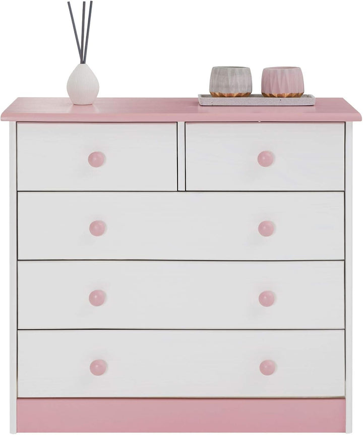 IDIMEX Kommode Rondo, schöne Anrichte mit 5 Schubladen, praktisches Sideboard aus massiver Kiefer in