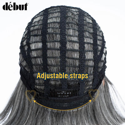 Début Lace Front Perücke für schwarze Damen Bob Perücke für weisse Damen Kunsthaar 24 cm 120g Natur