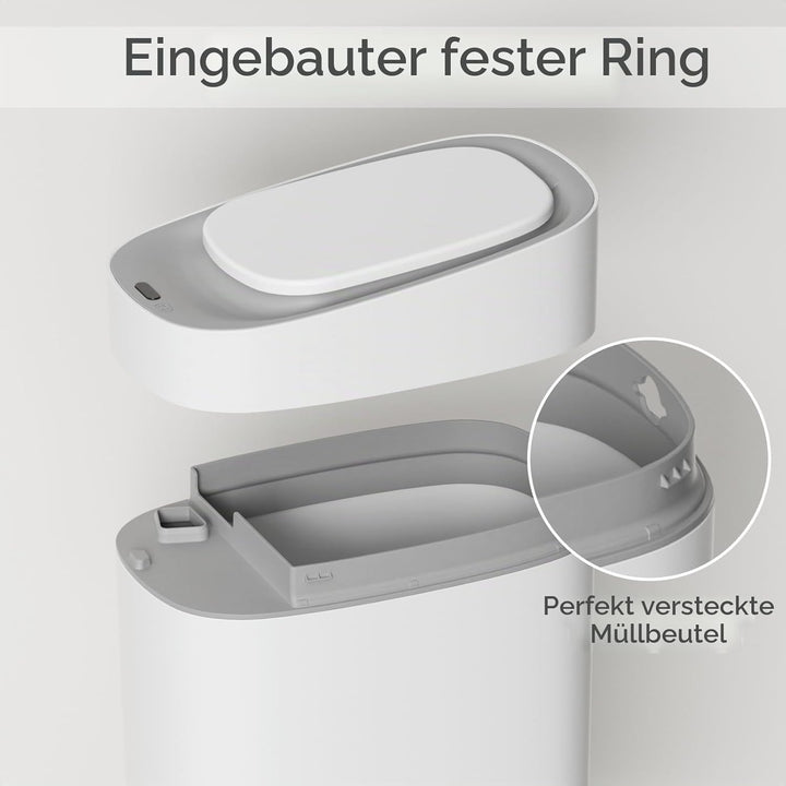 ELPHECO Automatischer Badezimmer-Mülleimer mit Deckel, Sensor, schlank, schmal, aus Kunststoff, wass
