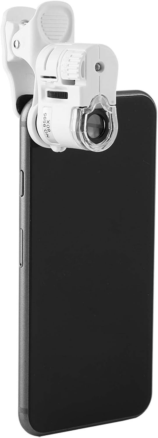 Handy-Mikroskop 60X Digitalmikroskop mit LED UV Licht HD Optische Linse 180° Mini Clip für Smartphon
