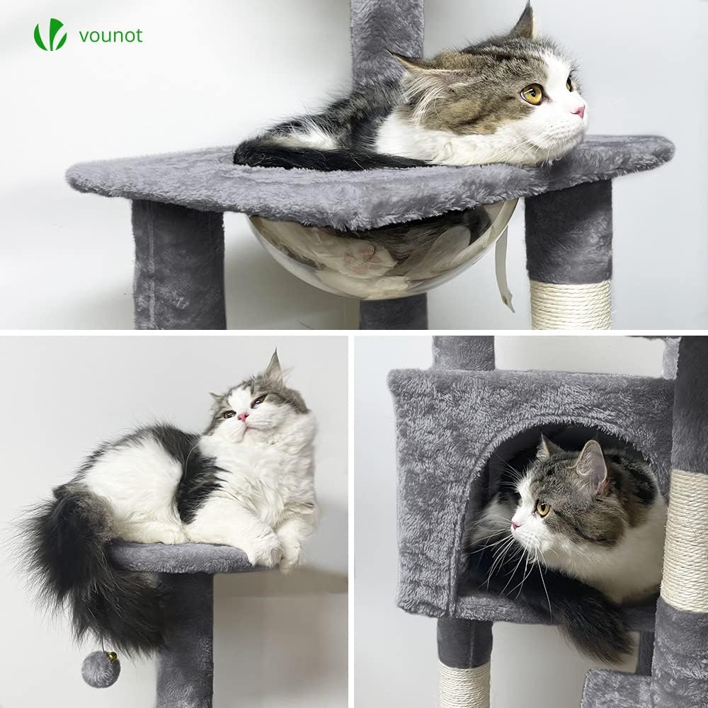VOUNOT Kratzbaum Katzenbaum Gross XL, Stabiler Katzenkratzbaum mit Katzenhöhle, Sisal Säule, Plattfo