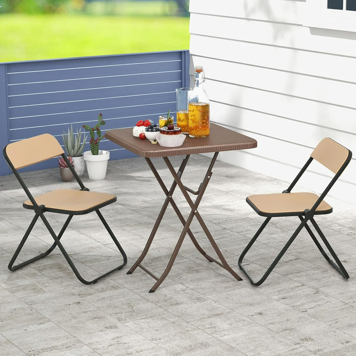 GIANTEX Klappbarer Balkontisch, quadratischer Gartentisch für 4 Personen mit Rattanstruktur, HDPE-Ti
