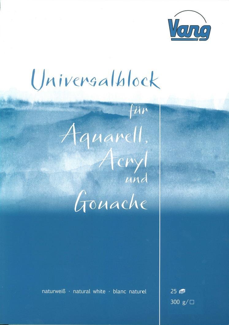 Universalblock Aquarell-, Acryl- und Gouachemalerei 25 Blatt 300g 34x48cm naturweiss 34 x 48 cm, 34