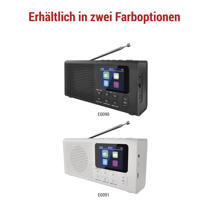 EMOS - DAB+ Radio mit Bluetooth und Dual-Stromversorgung - tragbares Digitalradio mit Wecker, Sleept