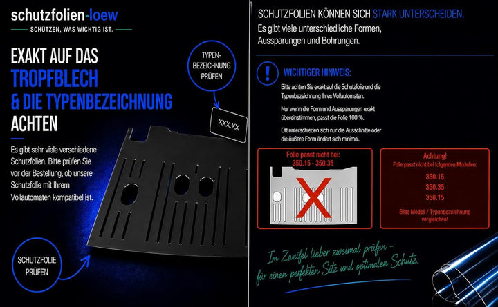 3 x Schutzfolie/Kratzschutz für Vollautomat DeLonghi Dinamica 350.50-370.70 - 370.85-370.95 - 370.95