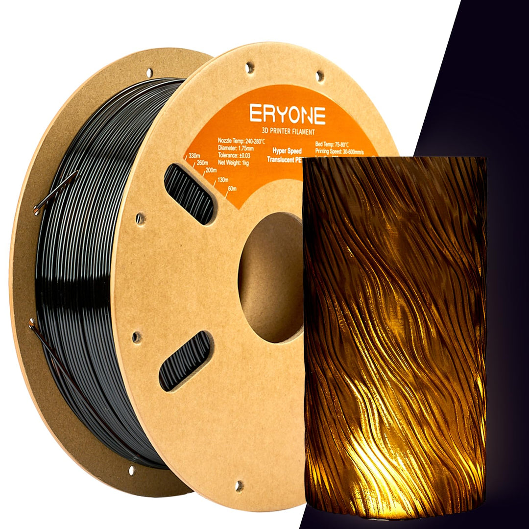 ERYONE High Speed Translucent PETG Filament 1.75mm +/- 0.03mm, 3D Drucker Filament, 30-500mm/s Hyper