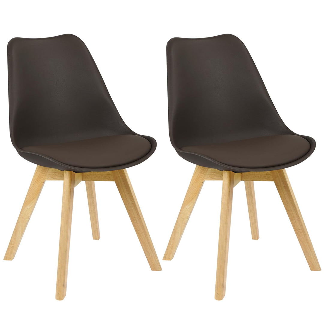 WOLTU BH29br-2 2 x Esszimmerstühle 2er Set Esszimmerstuhl Design Stuhl Küchenstuhl Holz, Braun 2er S