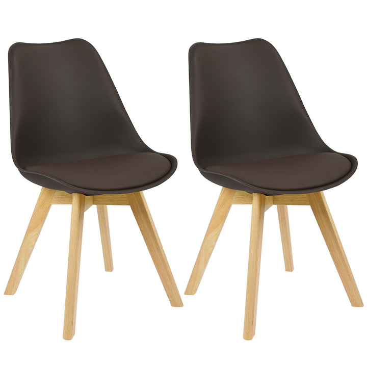 WOLTU BH29br-2 2 x Esszimmerstühle 2er Set Esszimmerstuhl Design Stuhl Küchenstuhl Holz, Braun 2er S