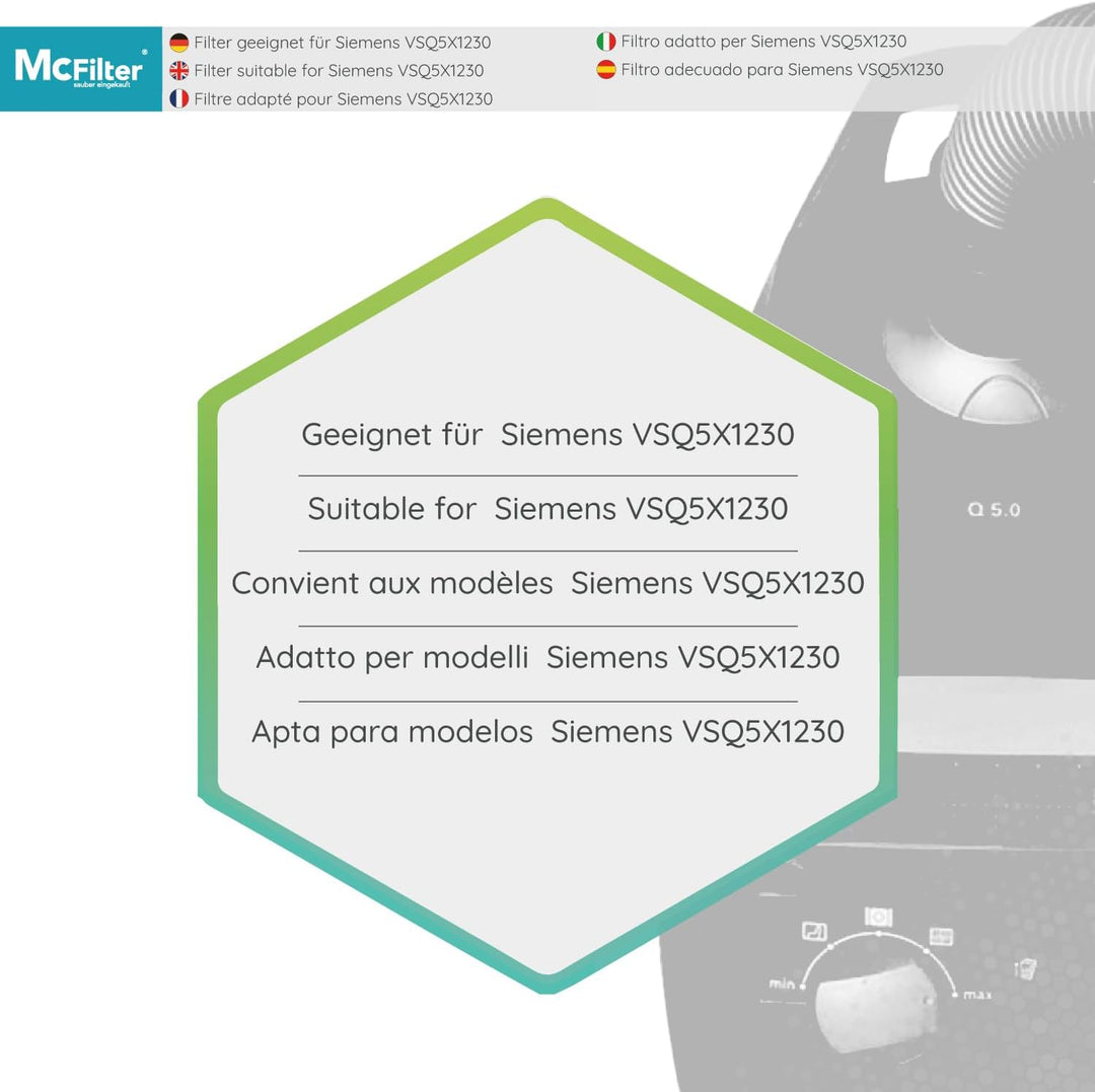 McFilter | Filterset 3x HEPA + 3x Motorfilter geeignet für Siemens Q5.0 VSQ5X1230 extreme SilencePow