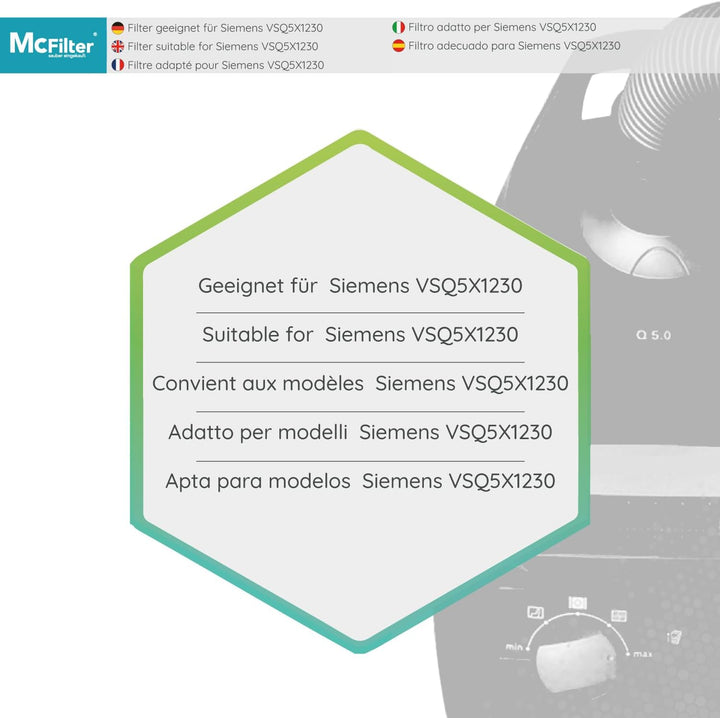 McFilter | Filterset 3x HEPA + 3x Motorfilter geeignet für Siemens Q5.0 VSQ5X1230 extreme SilencePow