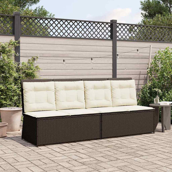 Homgoday Gartenliegebank mit Verstellbarer Rückenlehne - Poly-Rattan, Braun, 108 cm Sitzfläche, für