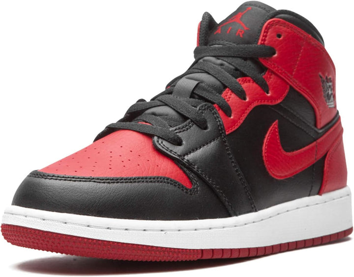 Nike Jungen Air Jordan 1 Mid (Gs) Sneaker 36.5 EU Black Gym Red White, 36.5 EU Black Gym Red White