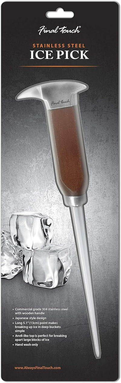 Final Touch Ice Pick Eispickel Japanese Style aus Edelstahl mit Holzgriff - 13
