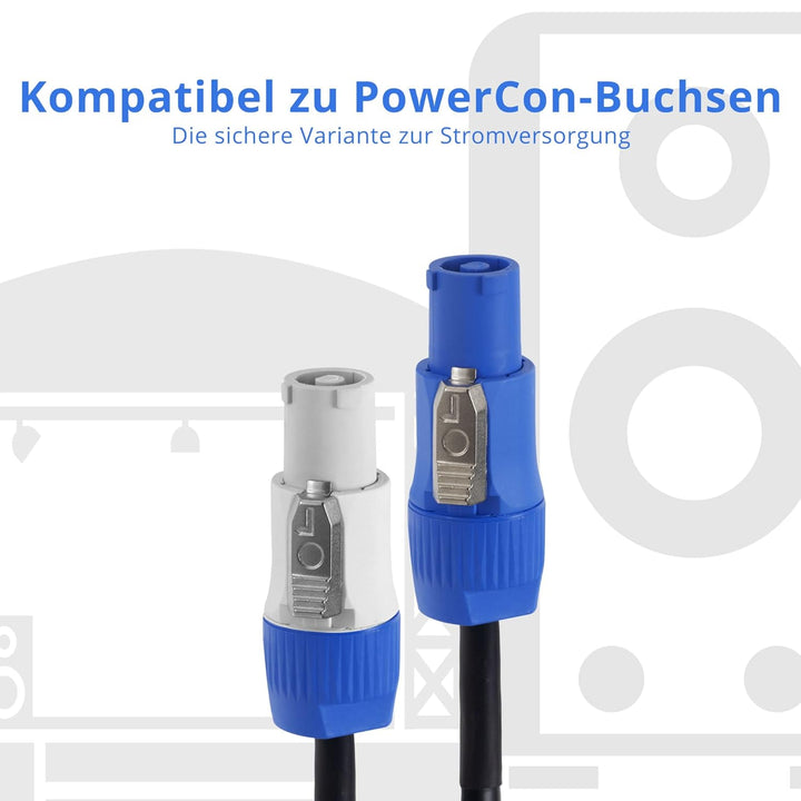Pronomic Power Twist 1 Stromkabel Set - 2 Kabel zur Stromversorgung von Aktiv-Lautsprechern und Sche