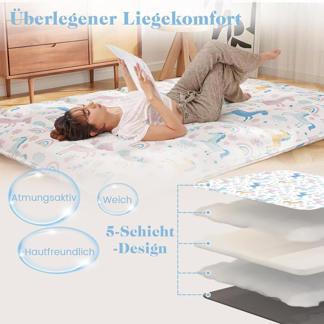 COSTWAY Japanische Futon Matratze, Tatami-Matte, Bodenmatratze, Klappmatratze mit waschbarem Bezug,